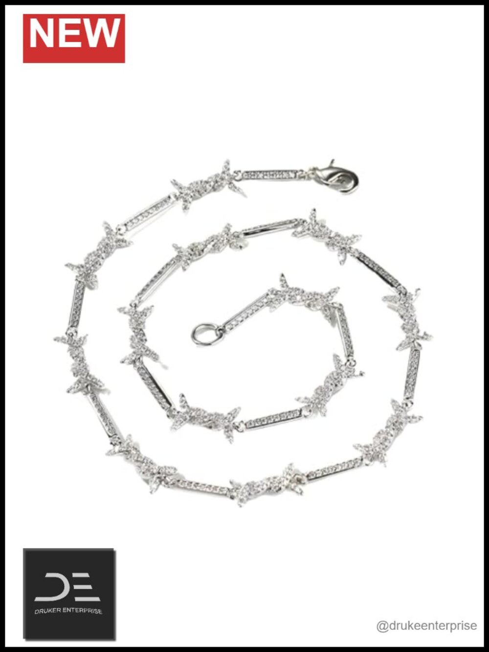925 Sterling Silver Barbed Wire Heart Necklace Gothic Punk Thorns Chain Choker